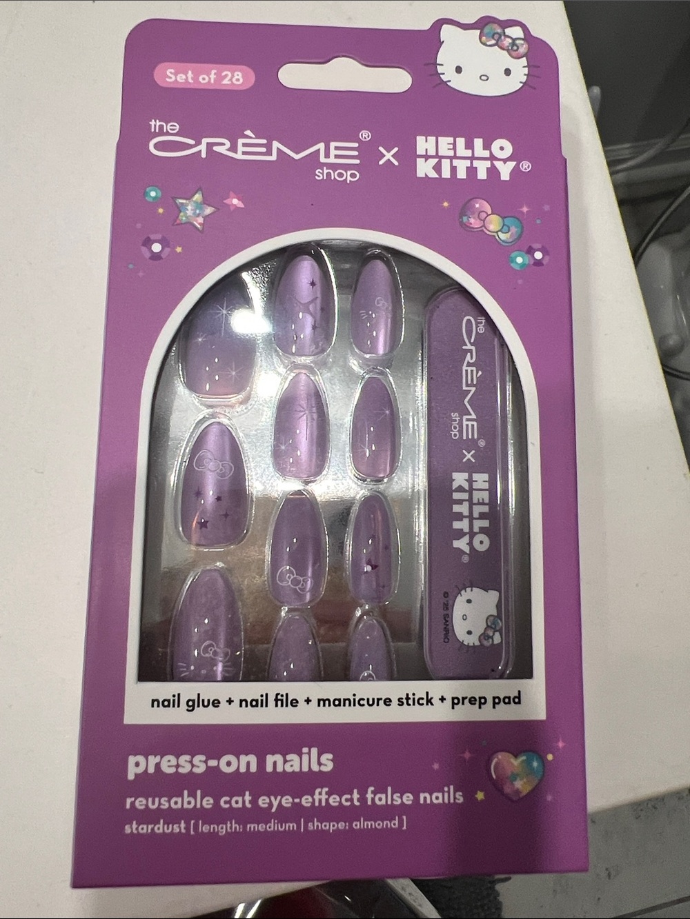 The Crème Shop x Hello Kitty Lavender Cat-Eye Press-On Nails - 28pc